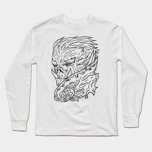 Scary Werewolf Monster Horror Black Lineart Long Sleeve T-Shirt